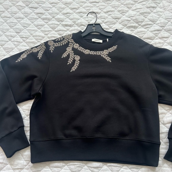Sandro Rhinestone Embellished Sweatshirt in Black - Picture 6 of 16
